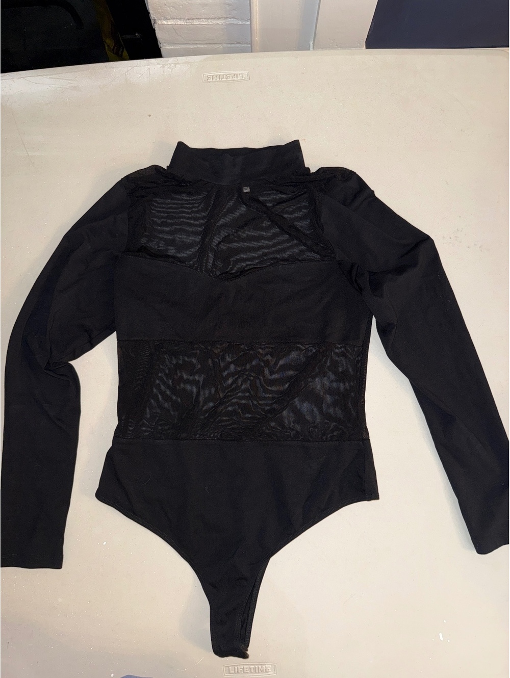 By The Way black bodysuit with sheer accents size small